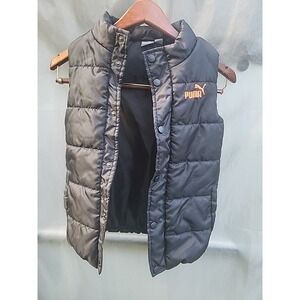 Puma Boys Girls Child Puffer Vest size 8 Black logo pockets